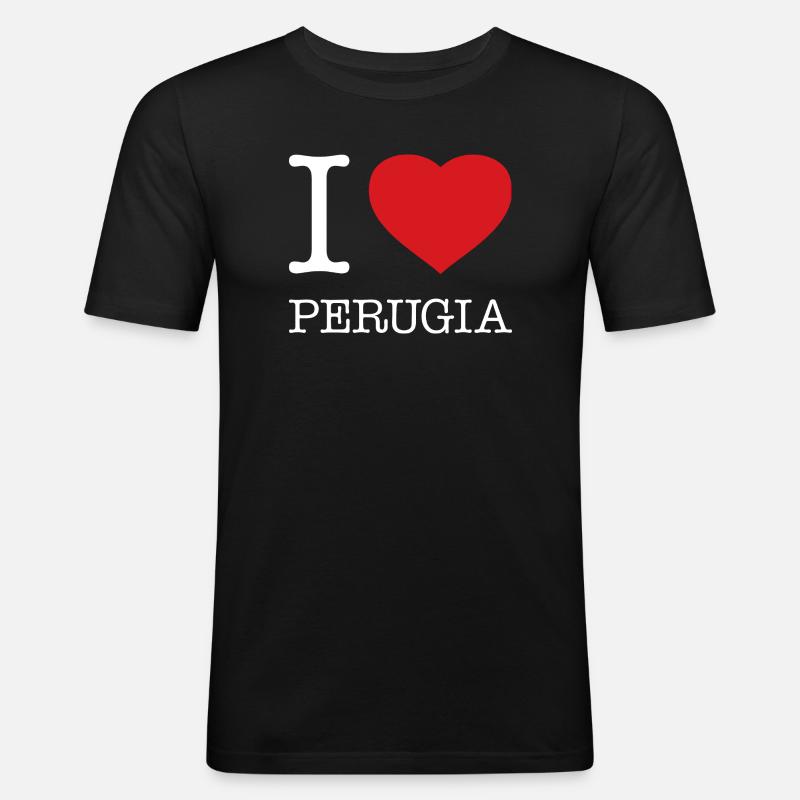 I LOVE PERUGIA - Männer Slim Fit T-Shirt - Schwarz