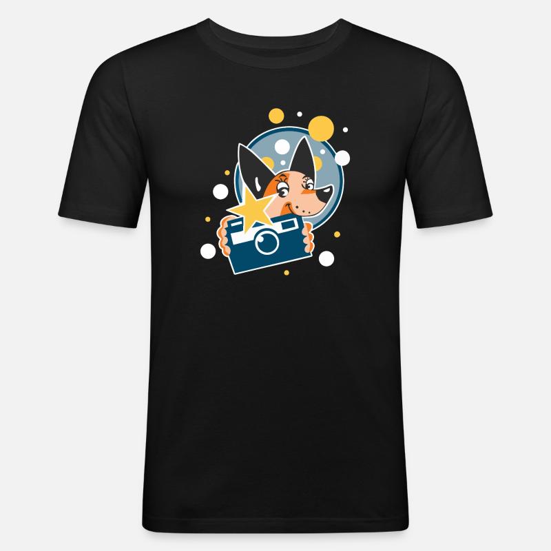 Hundefotograf - Männer Slim Fit T-Shirt - Schwarz