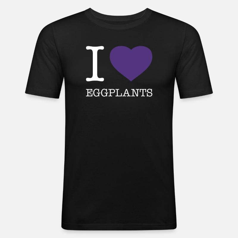 I LOVE EGGPLANTS - Männer Slim Fit T-Shirt - Schwarz