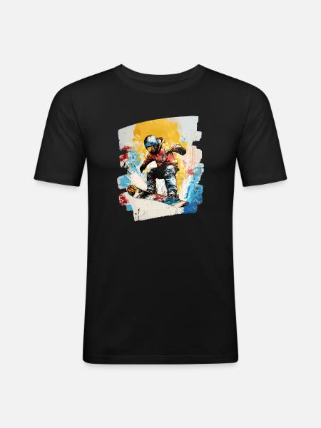 Snowboarder poudreuse - T-shirt près du corps Homme - noir