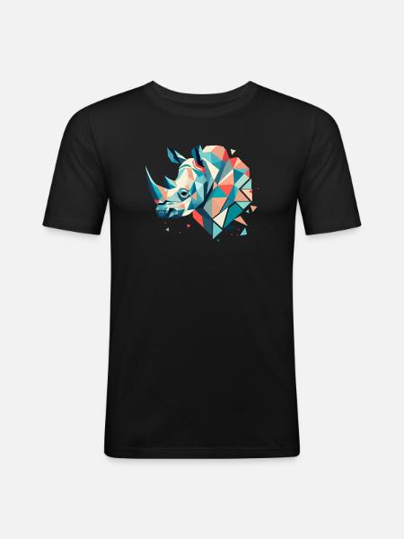 Abstract Rhinoceros – Geometric Strength - Men's Slim Fit T-Shirt - black