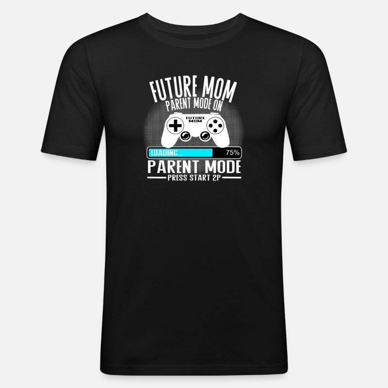 Future Mom – Parent Mode On - Männer Slim Fit T-Shirt - Schwarz