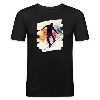Slackline Slacklining Balance - Männer Slim Fit T-Shirt - Schwarz - Vorne - Nik (191cm)