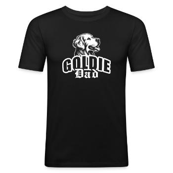 "Goldie Dad" mit Hundekopf - Männer Slim Fit T-Shirt - Schwarz - Vorne - Nik (191cm)
