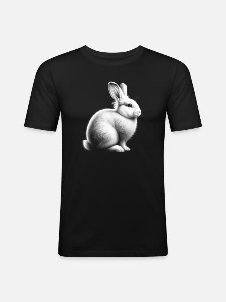 Portrait de lapin blanc mignon - T-shirt près du corps Homme - noir