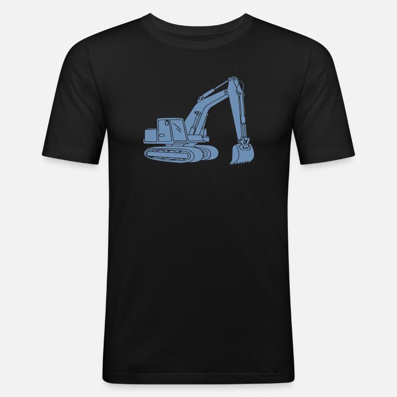 Bagger Silhouette Baugeräteführer Tiefbau - Männer Slim Fit T-Shirt - Schwarz