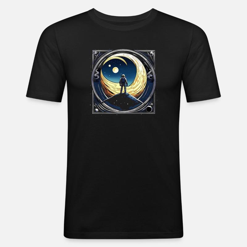 Space_01 - Männer Slim Fit T-Shirt - Schwarz
