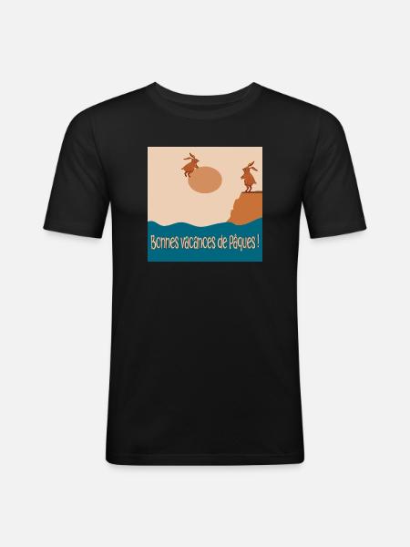 Bonnes vacances de Pâques - T-shirt près du corps Homme - noir