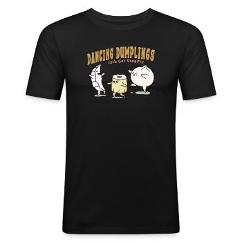 Dancing Dumplings - Men's Slim Fit T-Shirt - black - Front - Nik (191cm)