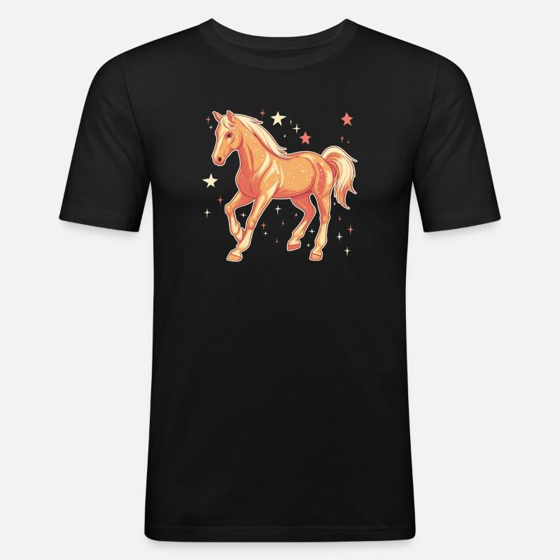 Pferd mit Sternen - Männer Slim Fit T-Shirt - Schwarz