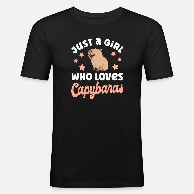 Capybara Wasserschwein - Männer Slim Fit T-Shirt - Schwarz