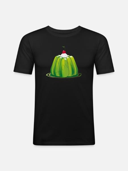 Grønn gelé – stilisert retrodessert - Slim Fit T-skjorte for menn - svart