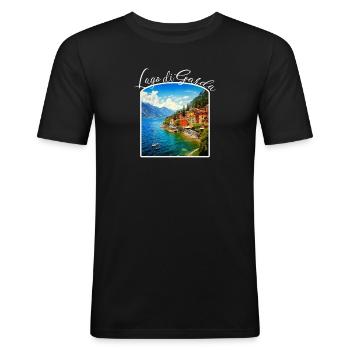 Gardasee, Lago di Garda - Männer Slim Fit T-Shirt - Schwarz - Vorne - Nik (191cm)