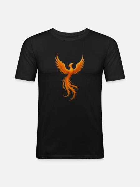 Phönixfeuer Flügelkraft - Männer Slim Fit T-Shirt - Schwarz