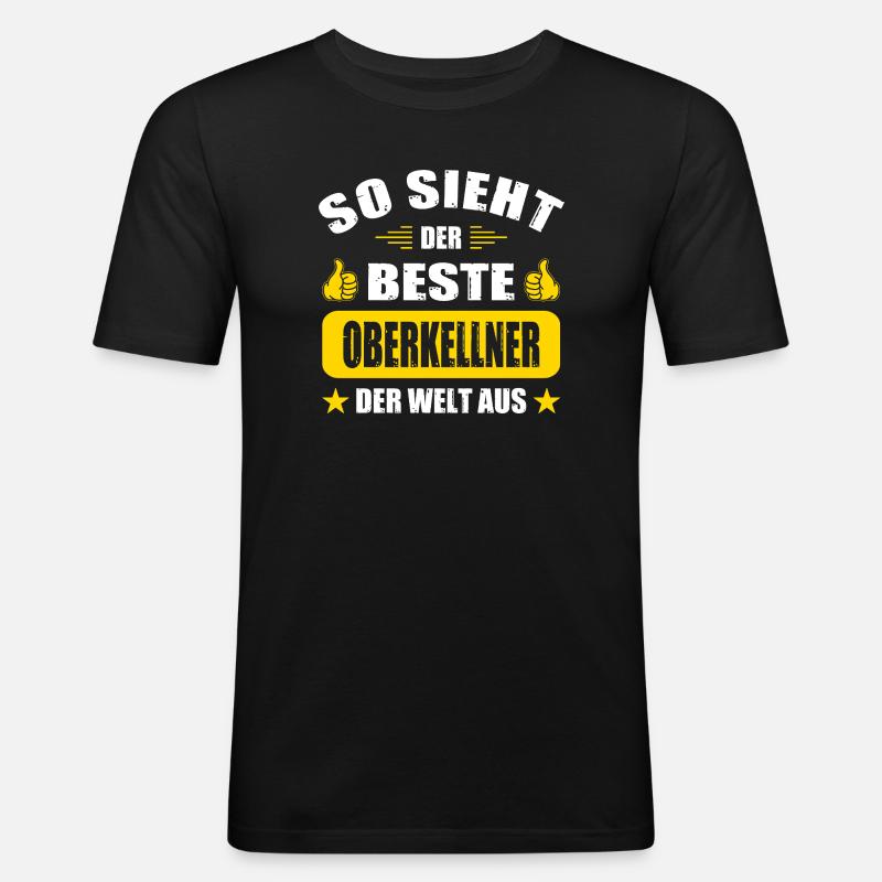 Kellner Geschenke Abschied Gastronomie - Männer Slim Fit T-Shirt - Schwarz