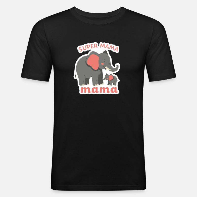 Super Elefant Mama - Männer Slim Fit T-Shirt - Schwarz