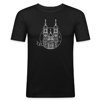 Kathedrale der Stadt St.Gallen, Schweiz - Männer Slim Fit T-Shirt - Schwarz - Vorne - Nik (191cm)