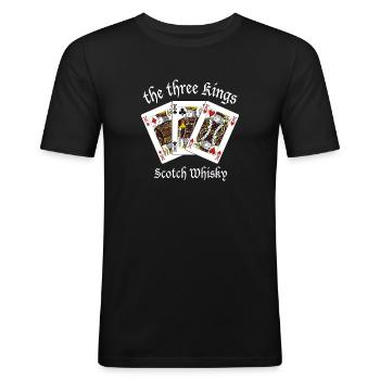 3 kings scotch whisky - Les Tontons Flingueurs - T-shirt près du corps Homme - noir - Devant - Nik (191cm)
