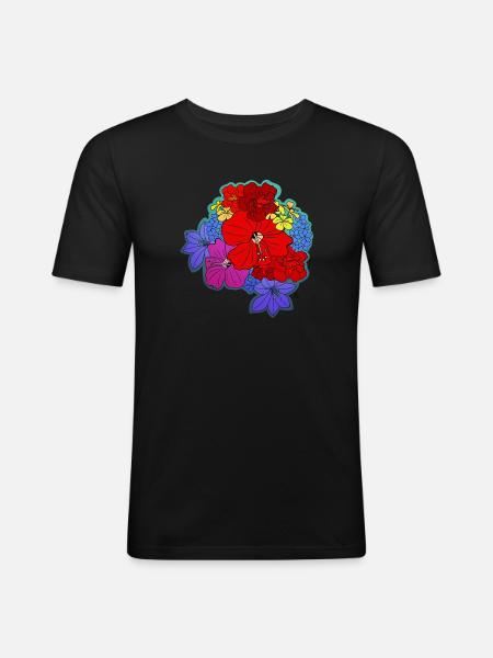 Blütenmeer farbig - Männer Slim Fit T-Shirt - Schwarz
