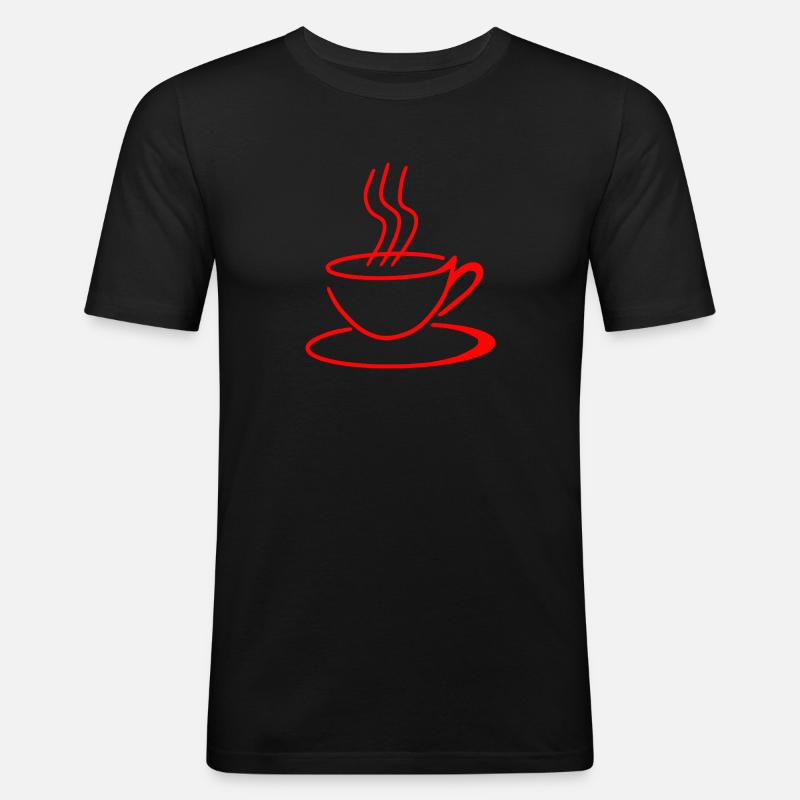 Minimalistischer und moderner Kaffee - Männer Slim Fit T-Shirt - Schwarz