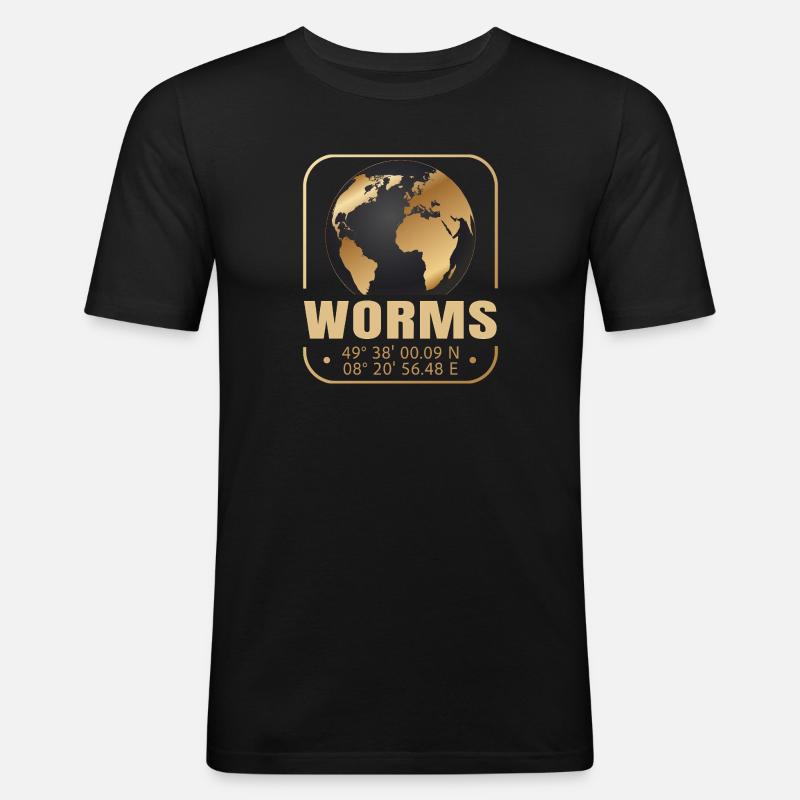 Worms - Männer Slim Fit T-Shirt - Schwarz