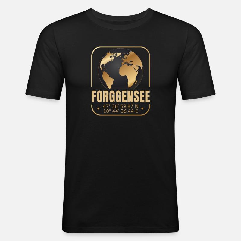 Forggensee - Männer Slim Fit T-Shirt - Schwarz