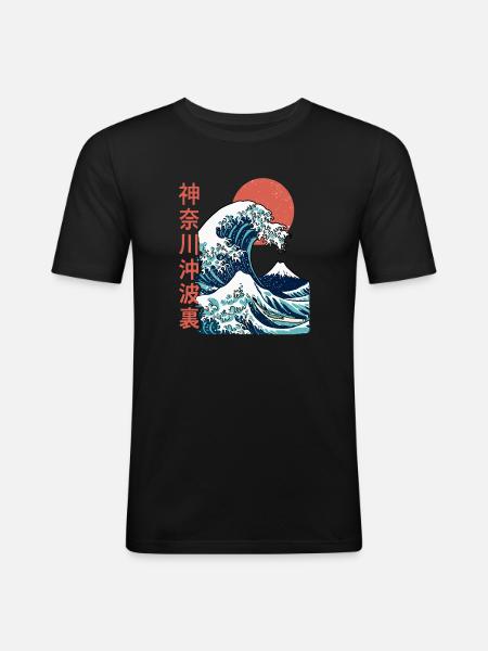 The big wave off Kanagawa - Men's Slim Fit T-Shirt - black