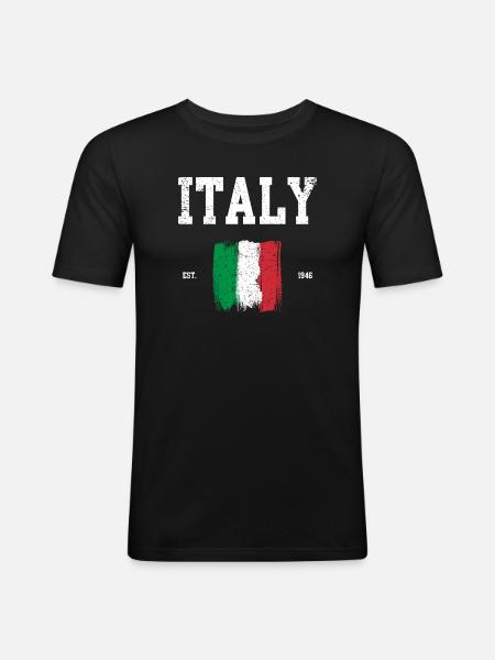 Italy Flag Brushstroke Design - Men's Slim Fit T-Shirt - black