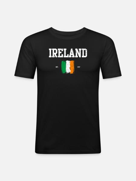 Ireland Flag Brushstroke Design - Men's Slim Fit T-Shirt - black