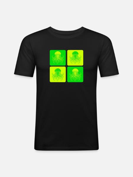 Jellyfish – Minimal Ocean Art - Men's Slim Fit T-Shirt - black