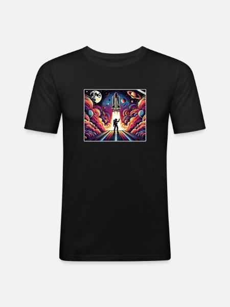Conception de mission spatiale d’astronaute - T-shirt près du corps Homme - noir
