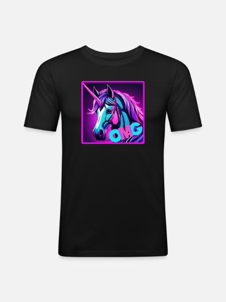 buntes unicorn - Männer Slim Fit T-Shirt - Schwarz