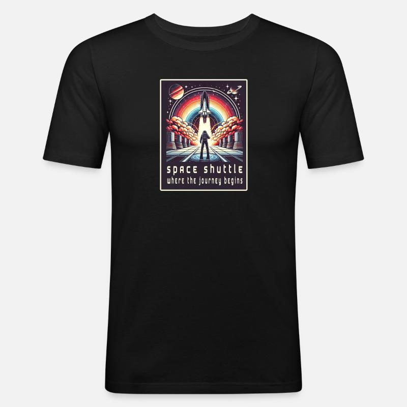 Navette spatiale - Le voyage commence - T-shirt près du corps Homme - noir