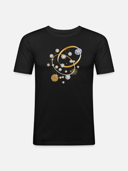 Diamond constellation in golden strips - Men's Slim Fit T-Shirt - black