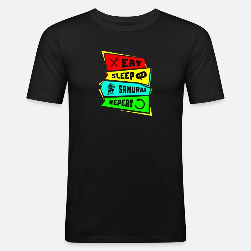 Samurai Eat Sleep Samurai Repeat - Men's Slim Fit T-Shirt - black