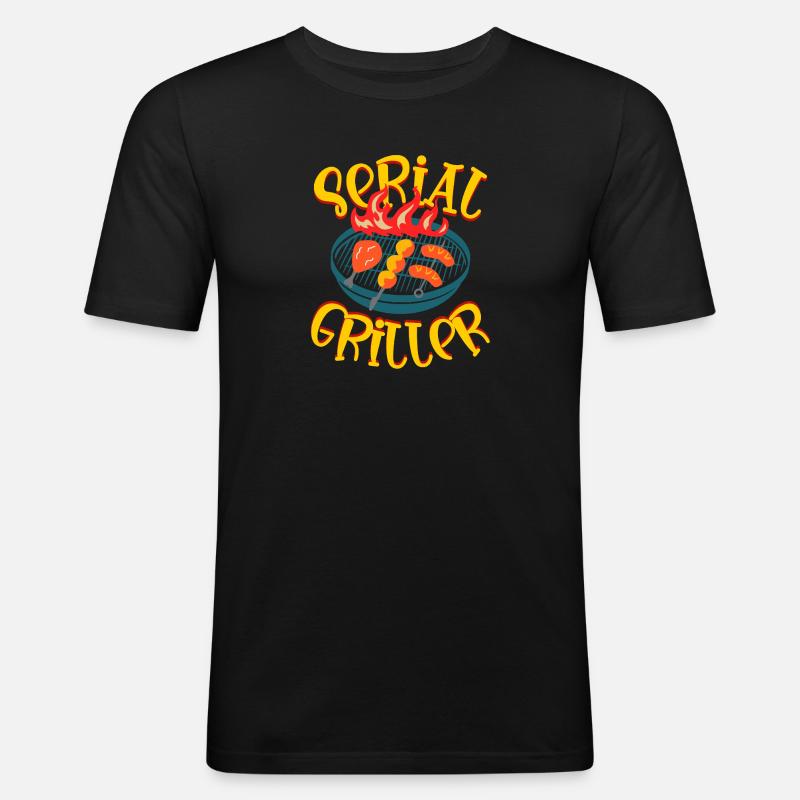 SERIAL GRILLER - Männer Slim Fit T-Shirt - Schwarz