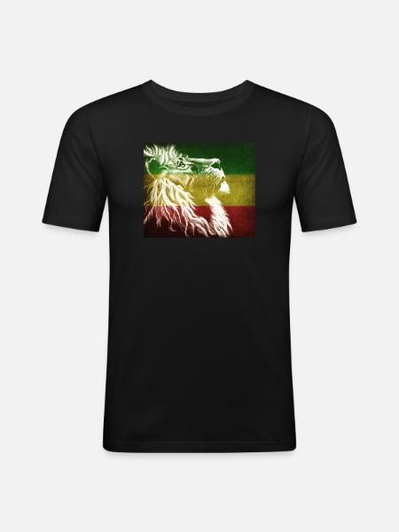 Reggae Lion Flag Art - Men's Slim Fit T-Shirt - black