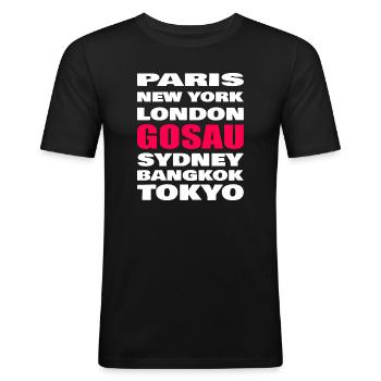 Gosau Weltstadt Heimat Salzkammergut - Männer Slim Fit T-Shirt - Schwarz - Vorne - Nik (191cm)