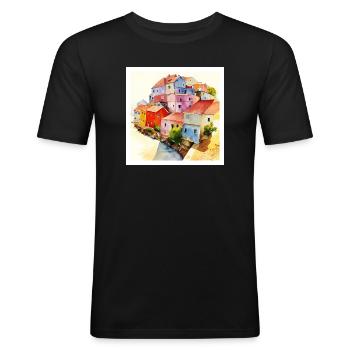 Optische Täuschung - Abstrakte Kunst - Männer Slim Fit T-Shirt - Schwarz - Vorne - Nik (191cm)