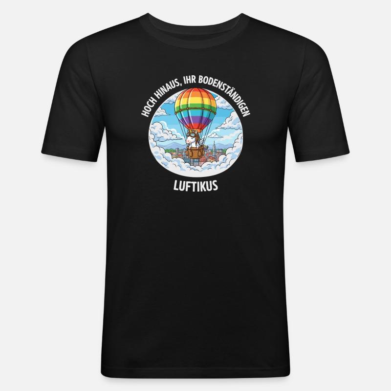 Luftikus-Einhorn - Männer Slim Fit T-Shirt - Schwarz
