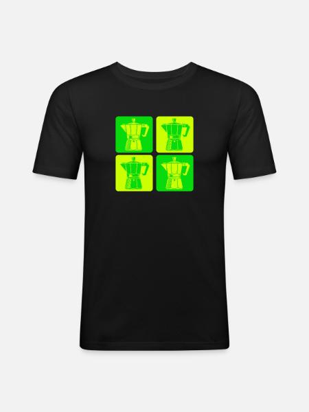 Retro Espresso Maker Pop Art - Men's Slim Fit T-Shirt - black