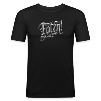 Fotzn...wos sunst - Männer Slim Fit T-Shirt - Schwarz - Vorne - Nik (191cm)