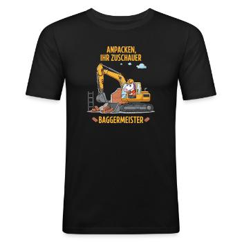 Maître excavatrice licorne - T-shirt près du corps Homme - noir - Devant - Nik (191cm)