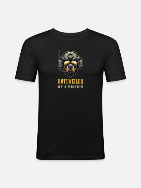 Rottweiler on a mission - Men's Slim Fit T-Shirt - black
