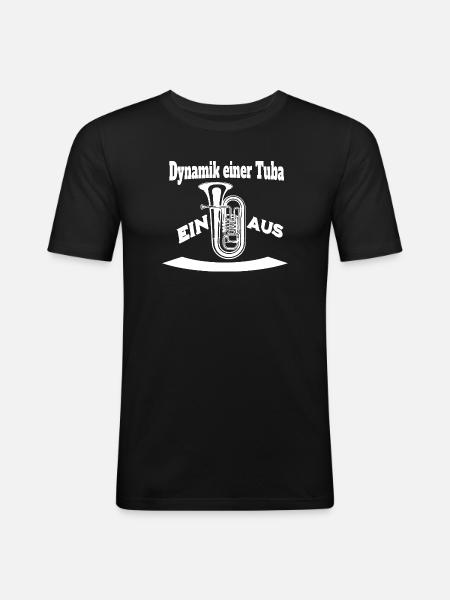 Dynamik einer Tuba - Ein oder Aus - Männer Slim Fit T-Shirt - Schwarz