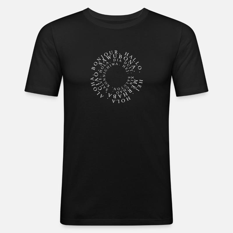Welcome Hello in different languages - Men's Slim Fit T-Shirt - black
