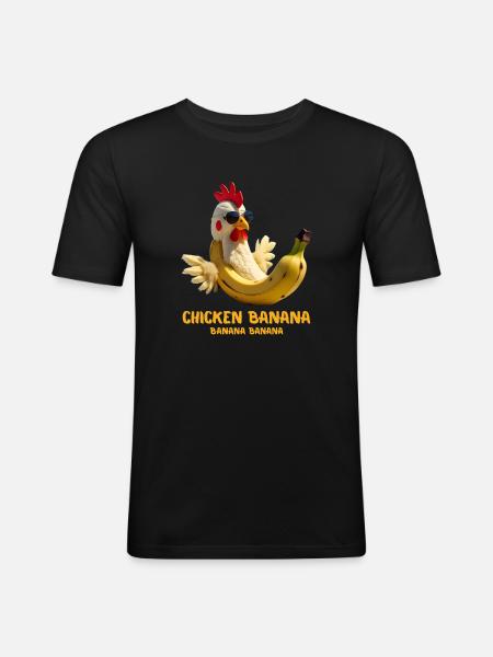 Sjov kyllingebanangave til Brainrot Meme-elskere - Herre Slim Fit T-Shirt - sort