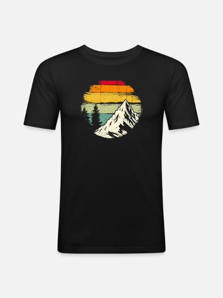 Retro Sunset Ridge Mountain - Men's Slim Fit T-Shirt - black