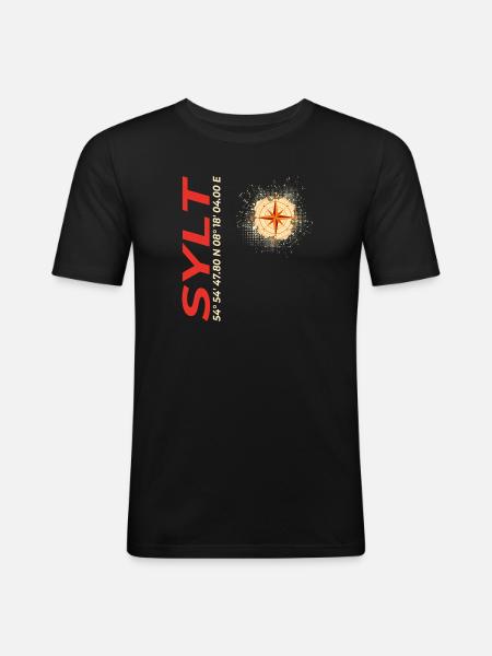 Sylt - Männer Slim Fit T-Shirt - Schwarz