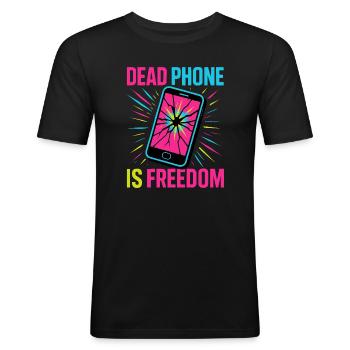 Dead Phone is Freedom - Men's Slim Fit T-Shirt - black - Front - Nik (191cm)